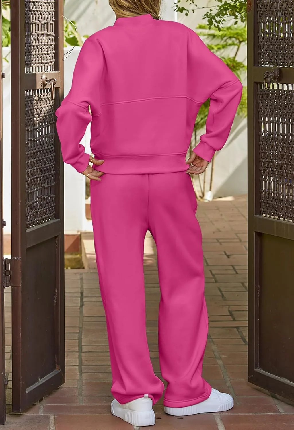 MEROKEETY Women's Fall 2 Piece Sweatsuits Set Long Sleeve Zip Up Sweatshirt Wide Leg Sweatpants Lounge Sets