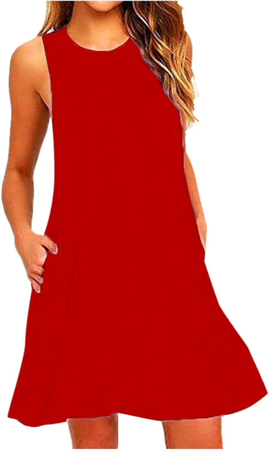 Midi Dresses for Women 2024 Casual Summer Crew Neck Sleeveless Tank Dress Beach Outfits Sexy Bohemian Sundress