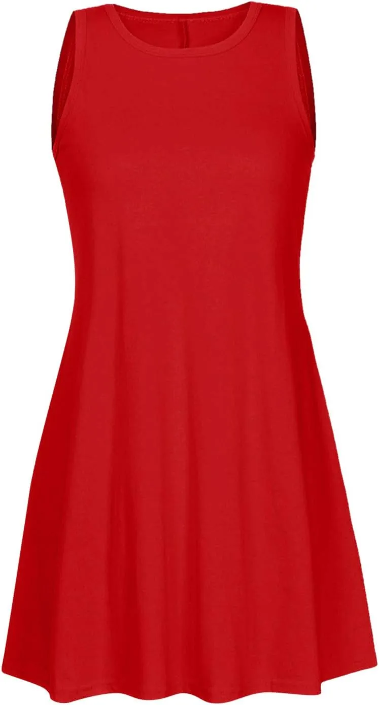 Midi Dresses for Women 2024 Casual Summer Crew Neck Sleeveless Tank Dress Beach Outfits Sexy Bohemian Sundress