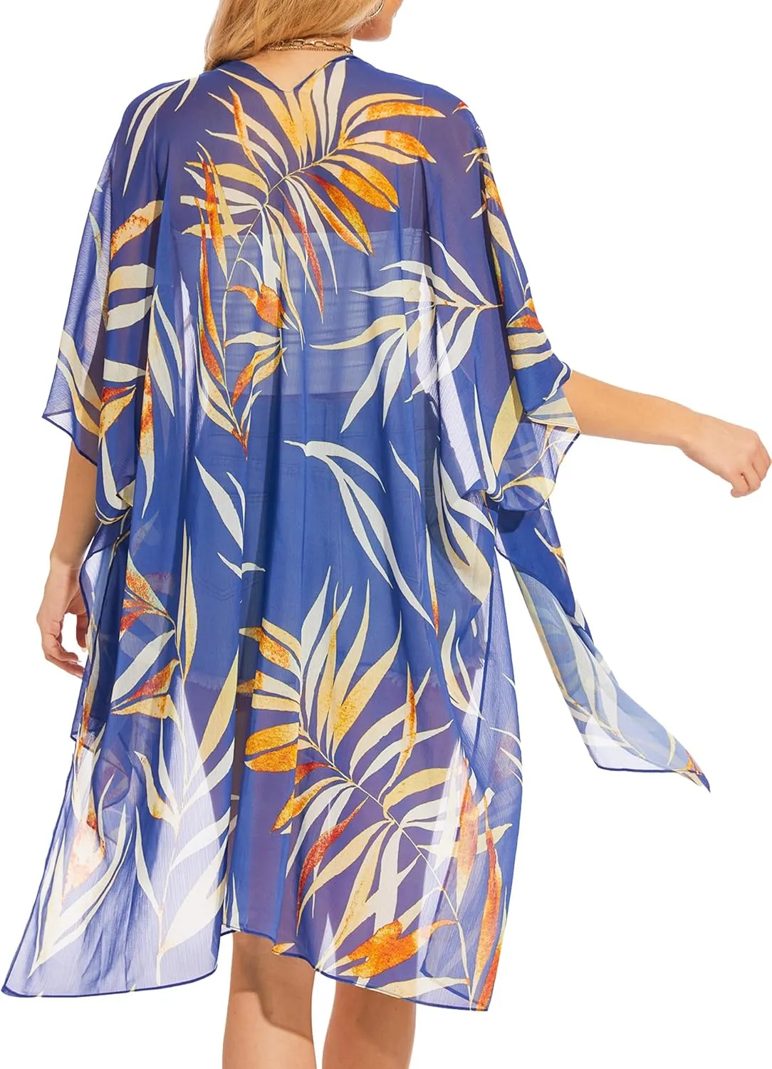 Moss Rose Women's Chiffon Long Kimono Beach Cover up for Summer Bathing Suits Cardigans Casual Loose Swimwear
