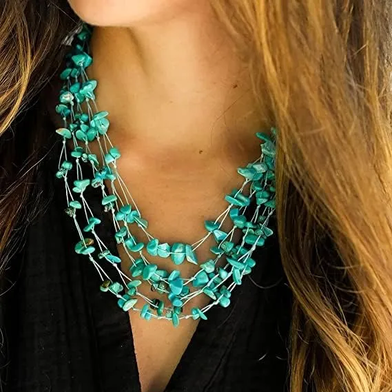 Multi Strand Genuine Gemstone Necklace