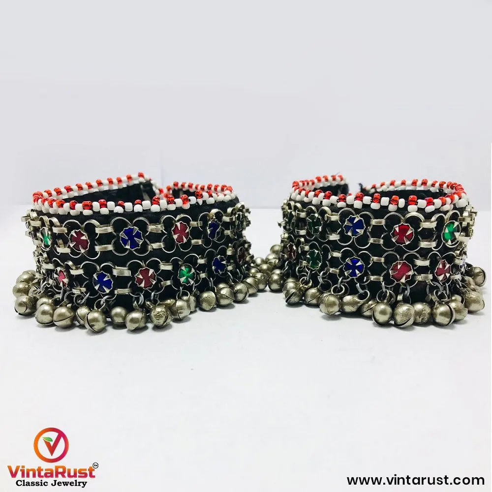 Multicolor Tribal Kuchi Boho Bells Anklets
