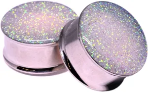 Mystic Metals Body Jewelry Double Flare Pearl Glitter Plugs - Sold As a Pair