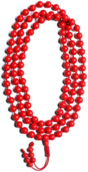 Natural Coral 6mm 108 Mala Beads, Spiritual, Meditation Beads, Reiki, Japa Mala, Buddhist Prayer Beads, Yoga Bracelet, healing beads LKMALA-RRGU-783