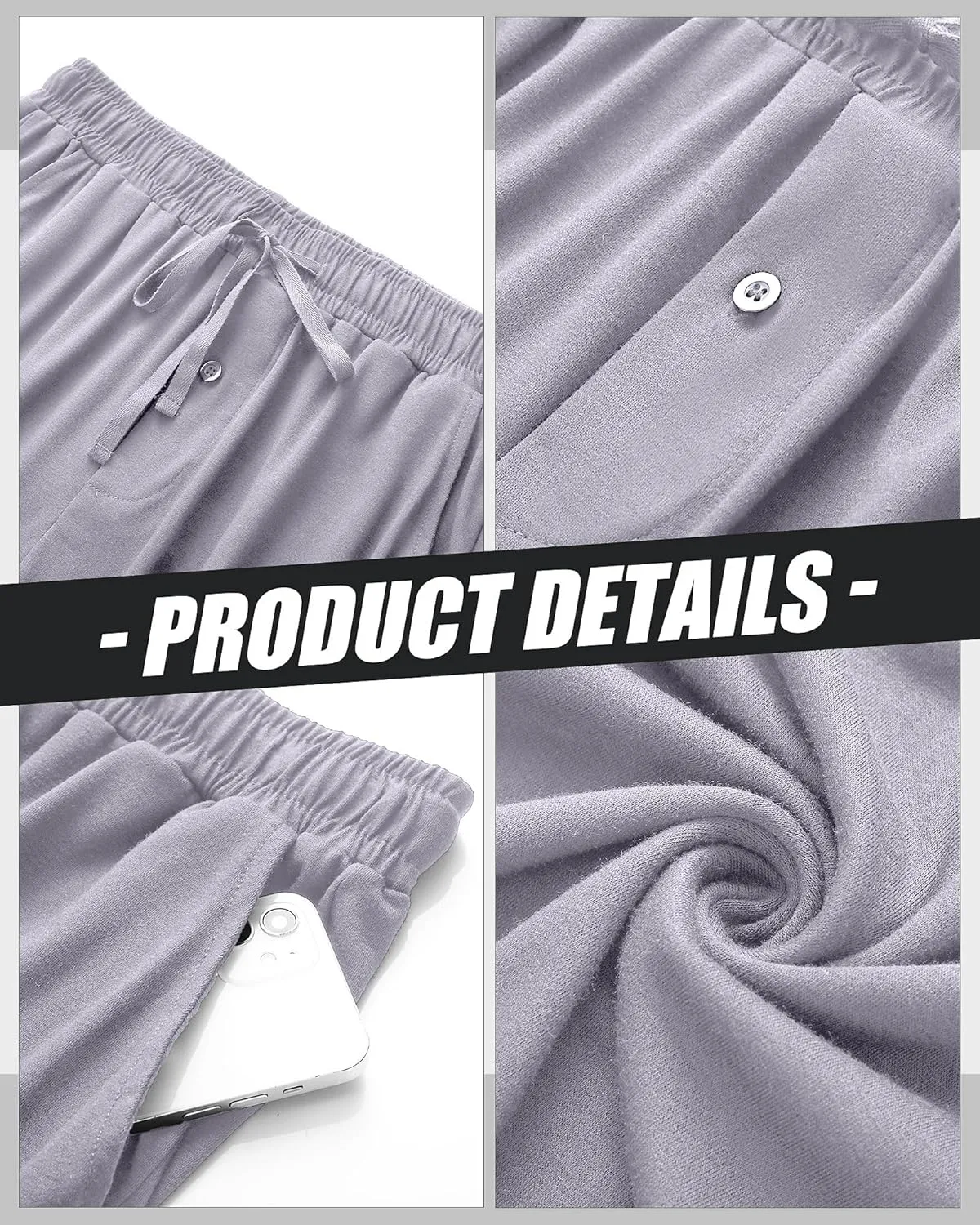 Neer 3 Pack Baggy Sweatpants for Men Knit Lightweight Lounge Pants Straight Leg Pajama Pant with Pocket
