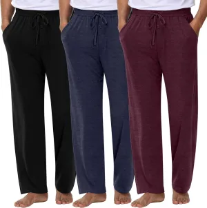 Neer 3 Pack Baggy Sweatpants for Men Knit Lightweight Lounge Pants Straight Leg Pajama Pant with Pocket