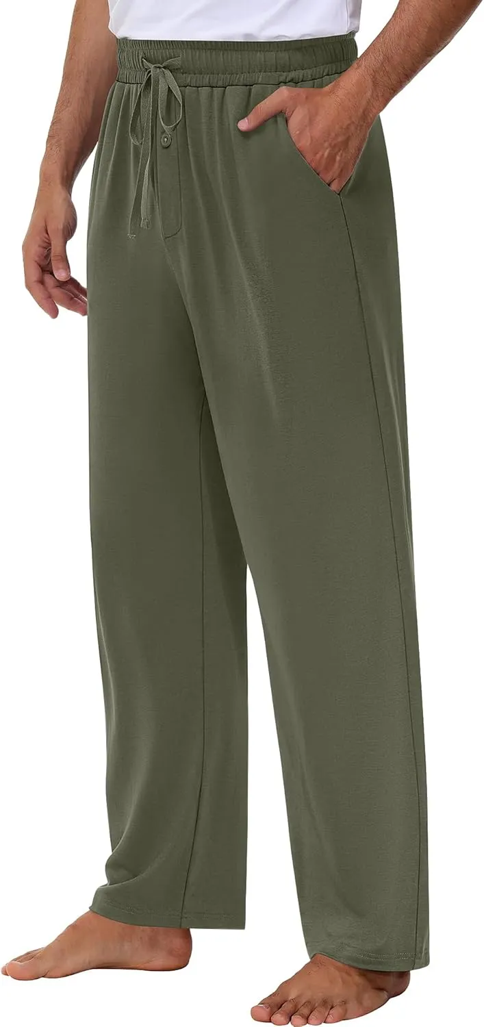 Neer 3 Pack Baggy Sweatpants for Men Knit Lightweight Lounge Pants Straight Leg Pajama Pant with Pocket
