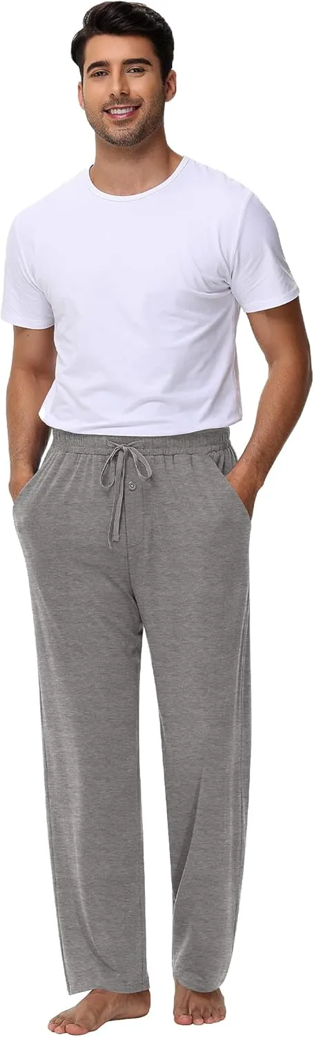 Neer 3 Pack Baggy Sweatpants for Men Knit Lightweight Lounge Pants Straight Leg Pajama Pant with Pocket