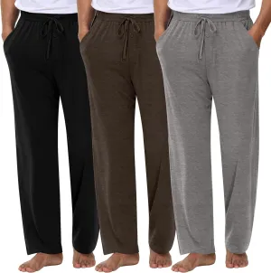 Neer 3 Pack Baggy Sweatpants for Men Knit Lightweight Lounge Pants Straight Leg Pajama Pant with Pocket