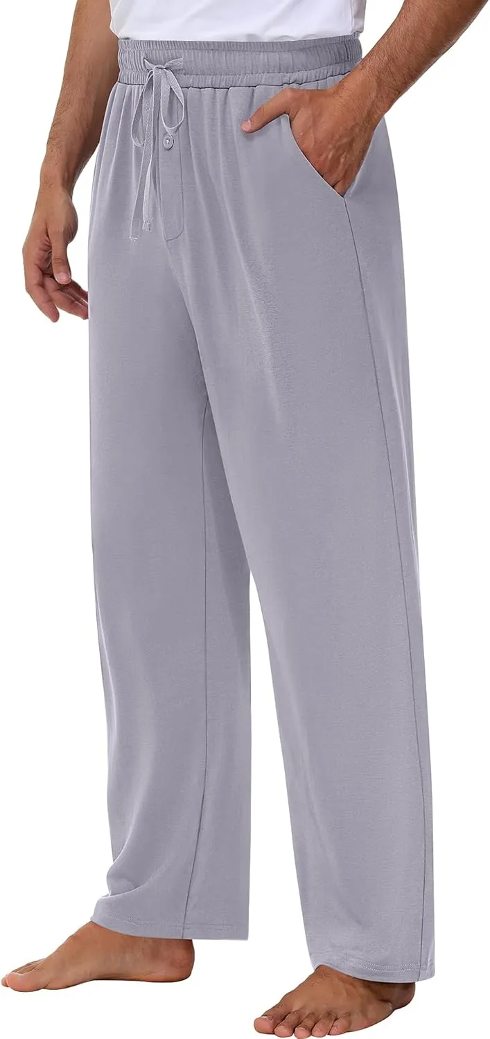 Neer 3 Pack Baggy Sweatpants for Men Knit Lightweight Lounge Pants Straight Leg Pajama Pant with Pocket