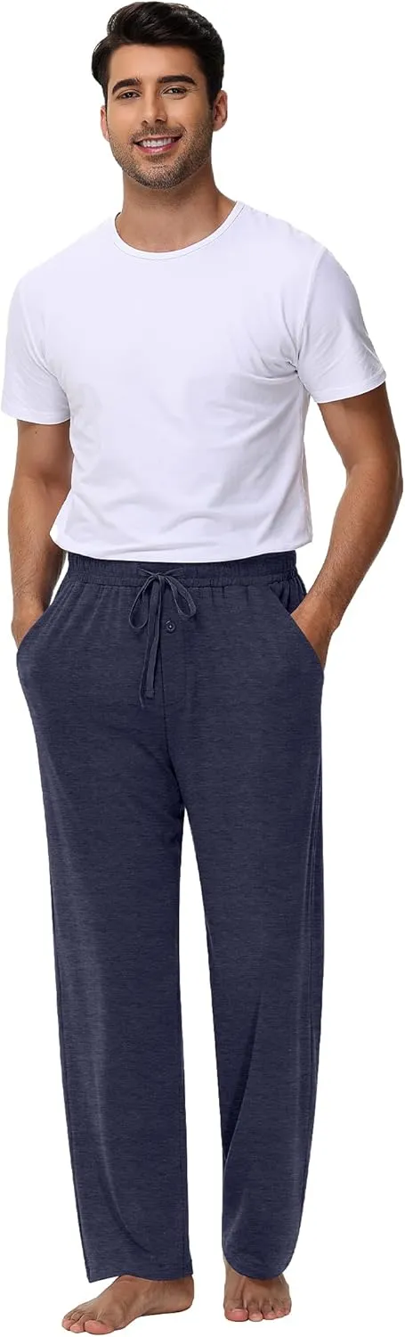Neer 3 Pack Baggy Sweatpants for Men Knit Lightweight Lounge Pants Straight Leg Pajama Pant with Pocket