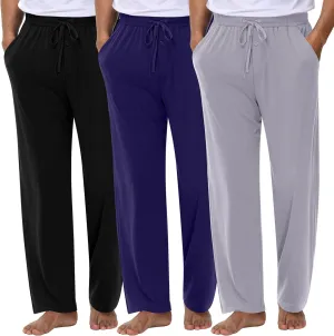 Neer 3 Pack Baggy Sweatpants for Men Knit Lightweight Lounge Pants Straight Leg Pajama Pant with Pocket