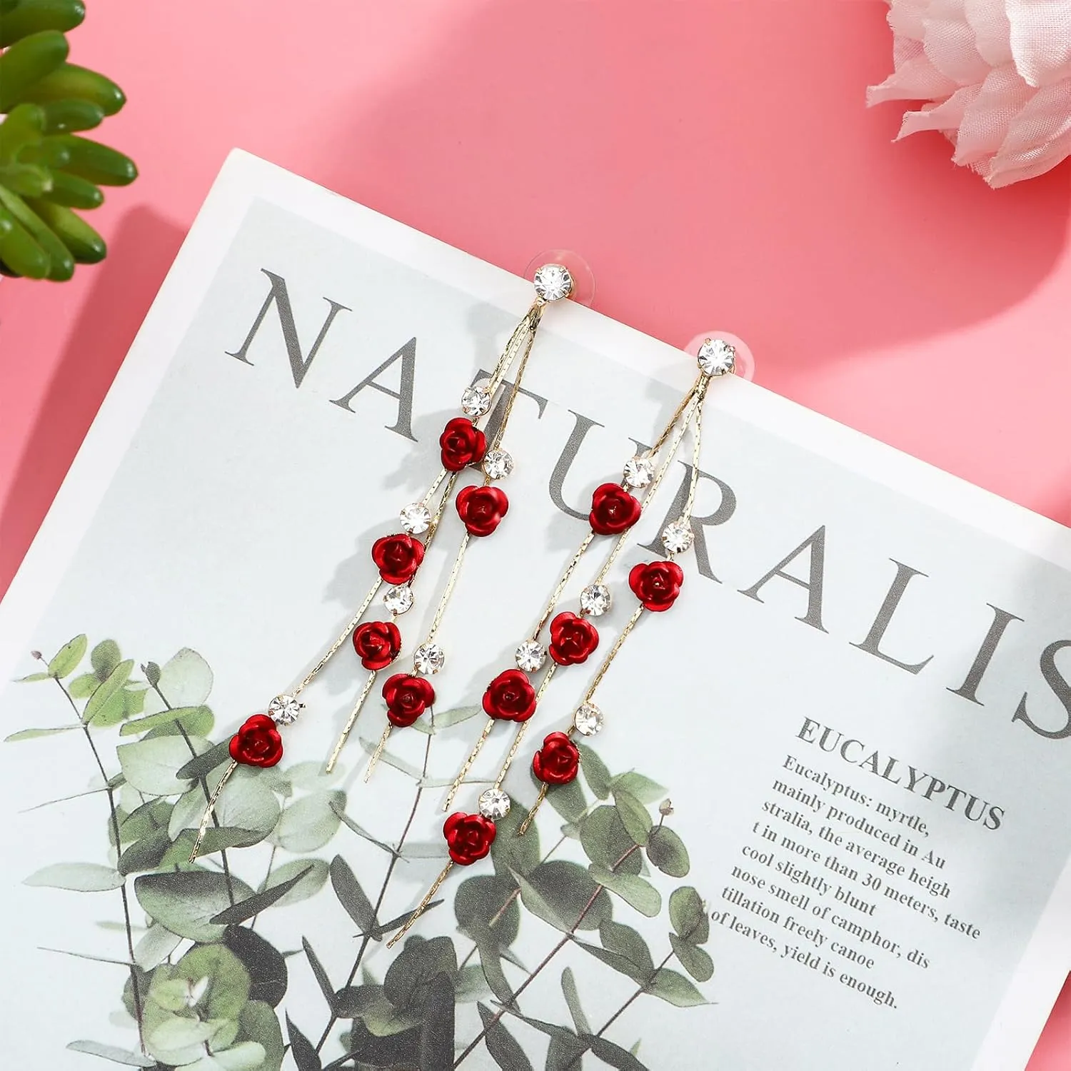 NEWITIN 6 Pairs Flower Earrings for Women Hypoallergenic Earring Pearl Leaf Floral Tassel Earring Statement Long Flower Dangle Earrings for Women