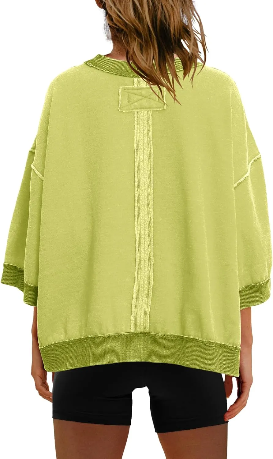 Nirovien Womens Oversized Sweatshirt 3/4 Sleeve Crewneck Sweatshirts Summer Color Block Pullover Tops