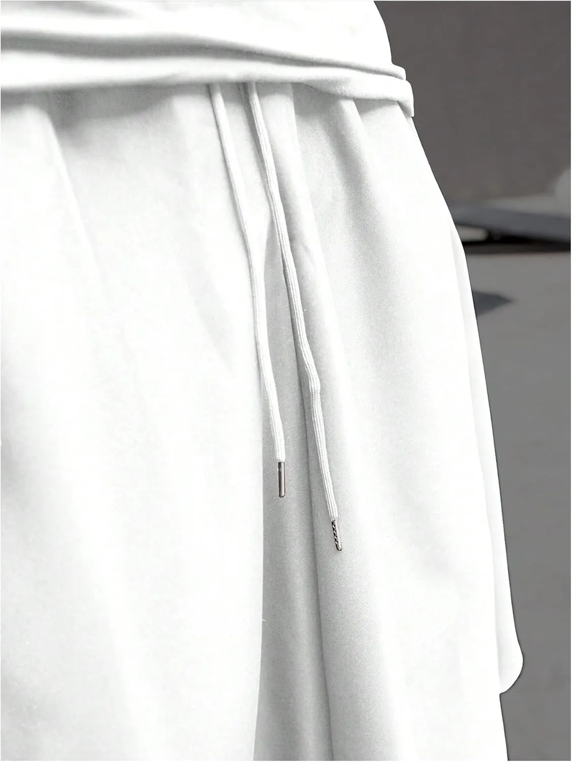 OYOANGLE Men's Skirt Pants Elastic Drawstring Waist Irregular Hem Wide Leg Trousers Loose Harem Pants