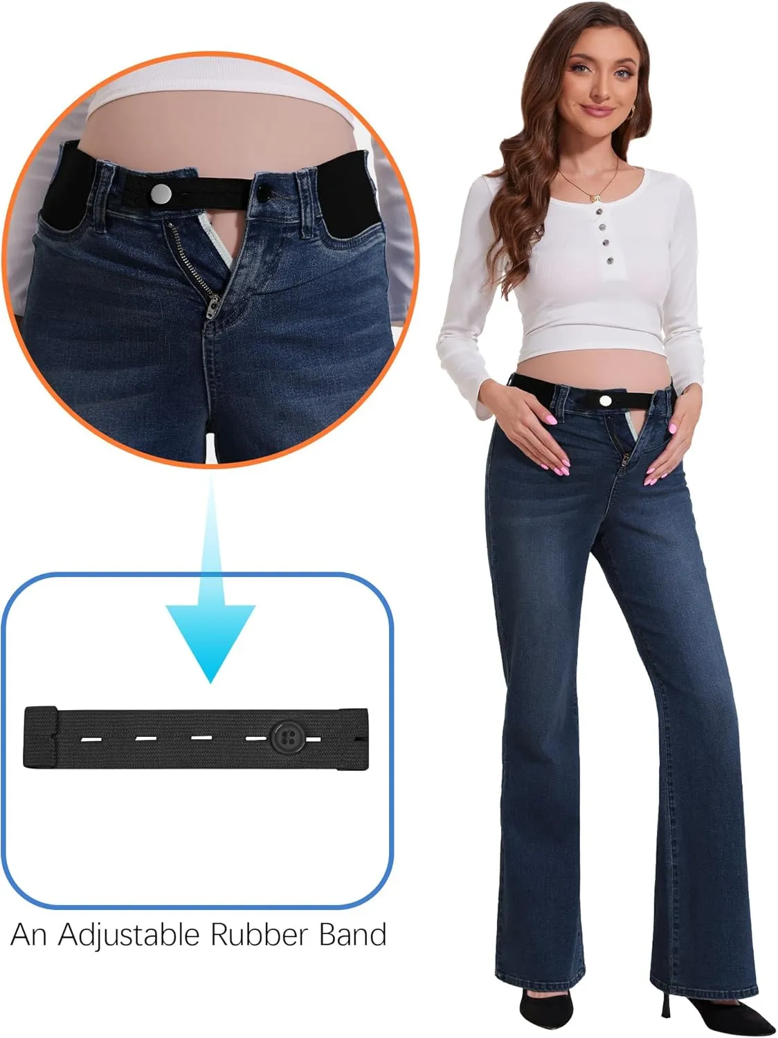 PACBREEZE Women's Maternity Flare Jeans Mid-Rise Stretchy Bell Bootcut Jeans Denim Pregnancy Pants, S-XXL