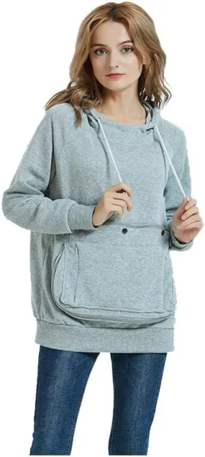 Pet Pouch Hoodie Long Sleeve Fleece Kitten Puppy Holder Carrier Sweatshirt for Women