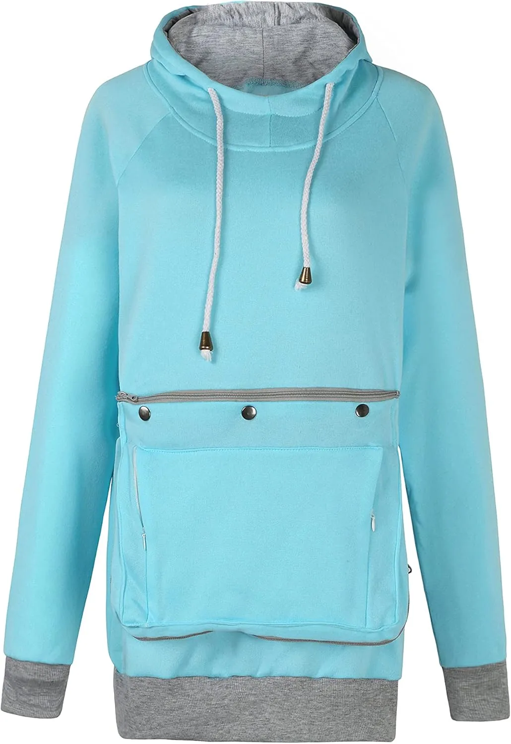 Pet Pouch Hoodie Long Sleeve Fleece Kitten Puppy Holder Carrier Sweatshirt for Women