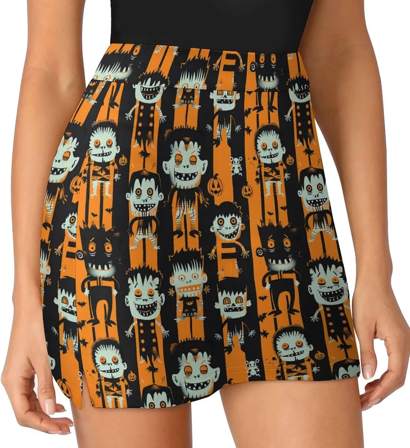 Pirate Pattern Women's Athletic Skirts Light Proof A-line Trouser Skirt with Shorts Pockets