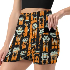 Pirate Pattern Women's Athletic Skirts Light Proof A-line Trouser Skirt with Shorts Pockets