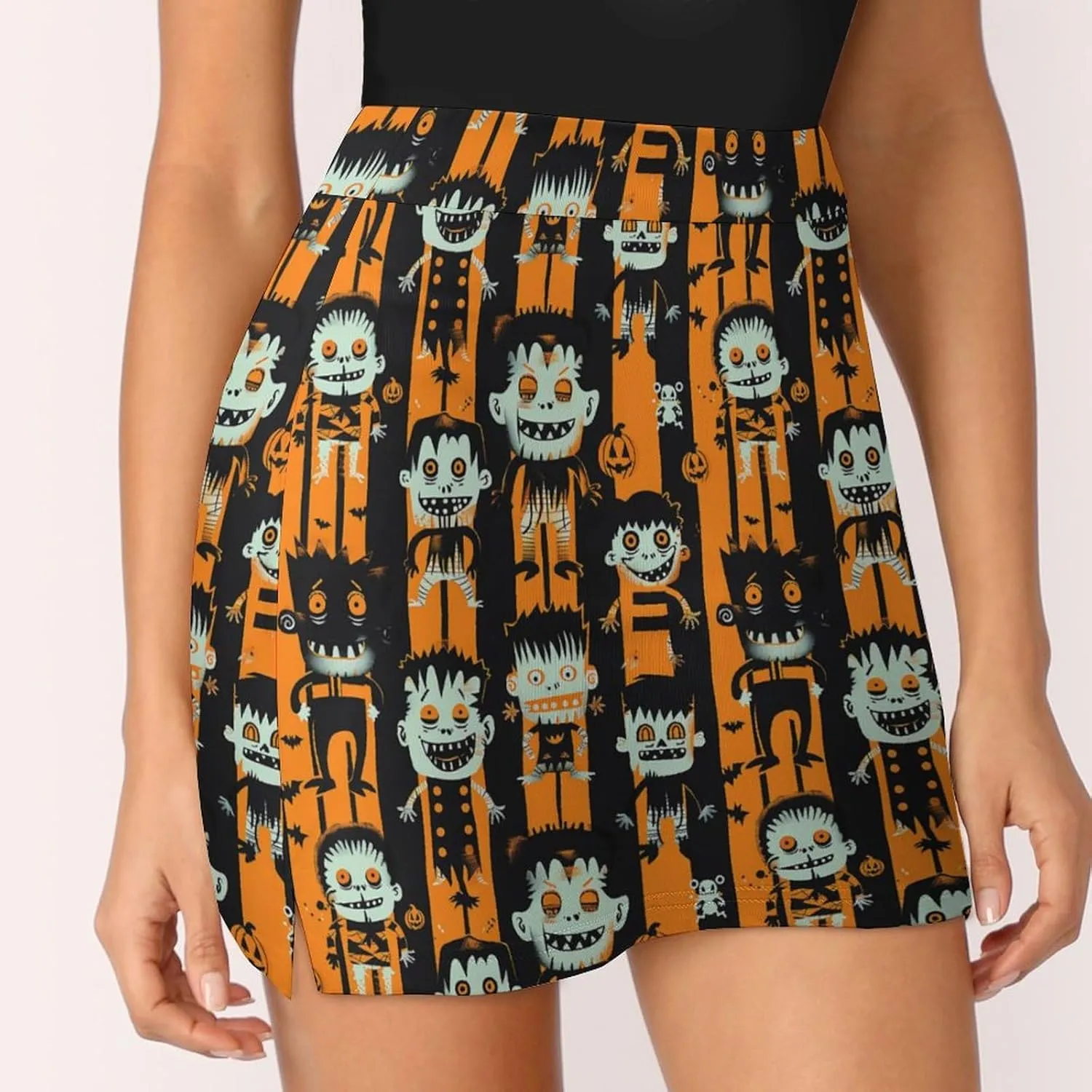 Pirate Pattern Women's Athletic Skirts Light Proof A-line Trouser Skirt with Shorts Pockets
