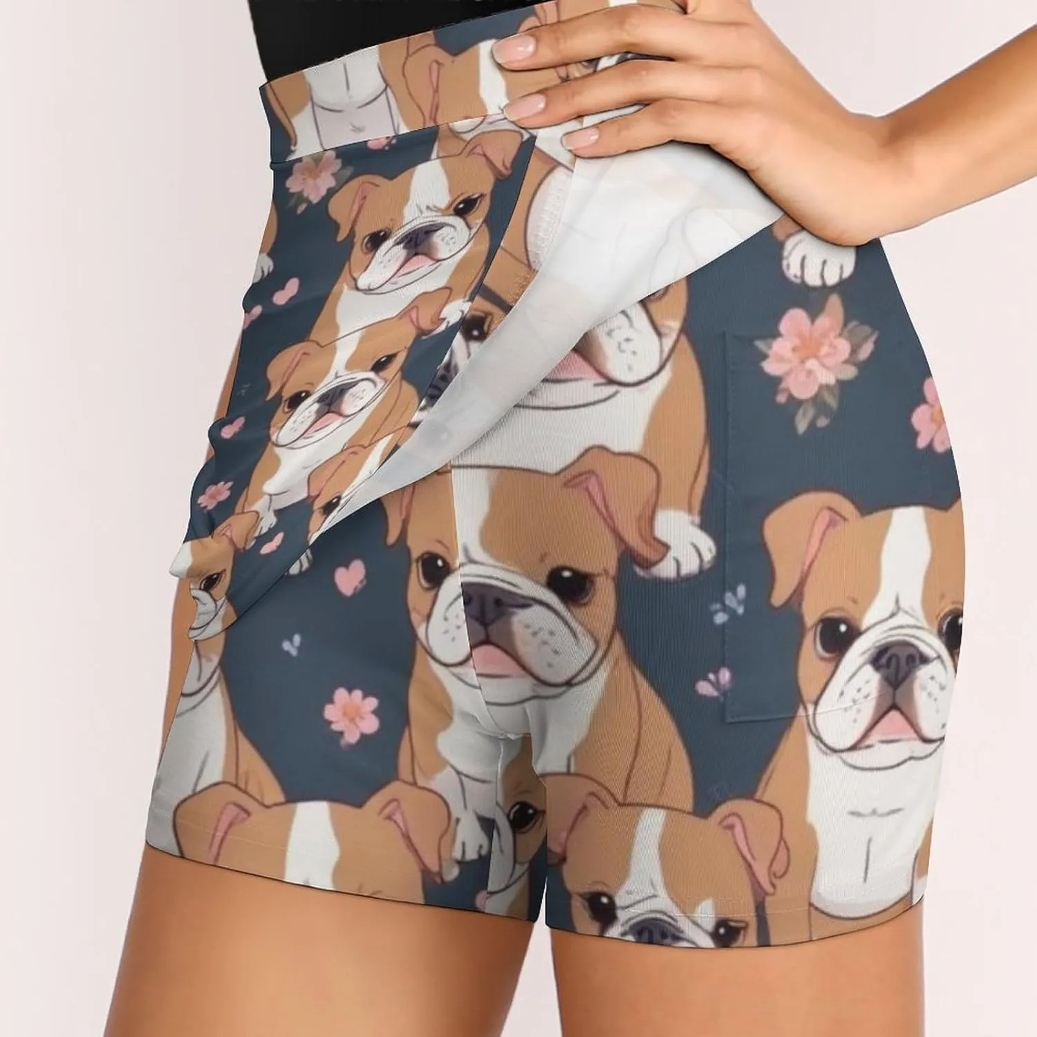 Pirate Pattern Women's Athletic Skirts Light Proof A-line Trouser Skirt with Shorts Pockets