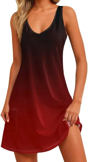 Plus Size Summer Dresses for Curvy Women Flowy Loose Fit Dress with Pocket