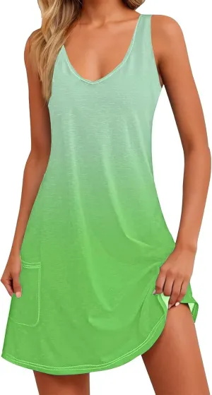 Plus Size Summer Dresses for Curvy Women Flowy Loose Fit Dress with Pocket