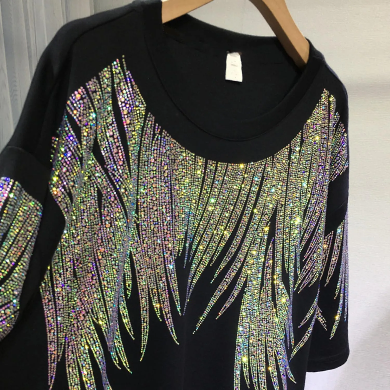 Plus Size Tshirt Dress for Women with Pockets Short Sleeve Summer Midi Dresses Rhinestone Graphic Loose Casual