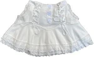 Pokn Mini Skirts Preppy Lolita Kawaii Skirts Harajuku Y2K Skirt Lace Cake Skirts Womens Ruffle Skirt Pleated Skirts