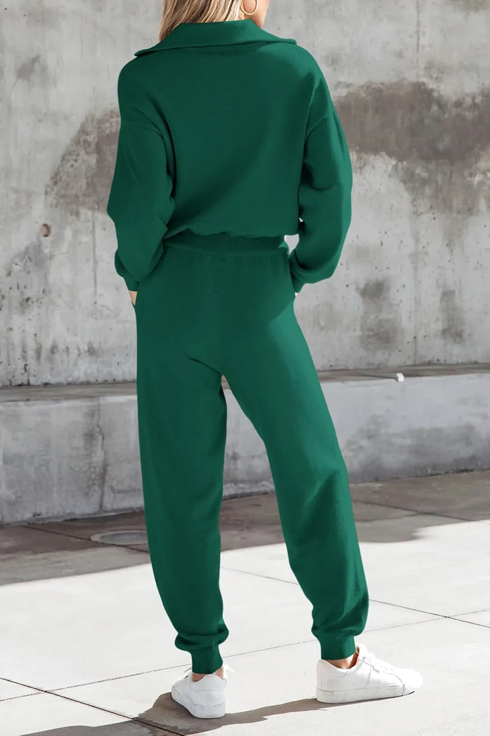 PRETTYGARDEN Women's 2 Piece Sweater Set Pullover Zip Up Sweatshirt Jogger Sweatpants Tracksuit Casual Outfit