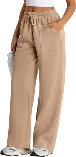PRETTYGARDEN Womens Wide Leg Sweatpants High Waisted Baggy Lounge Sweat Pants Drawstring Athletic Flared Joggers with Pockets
