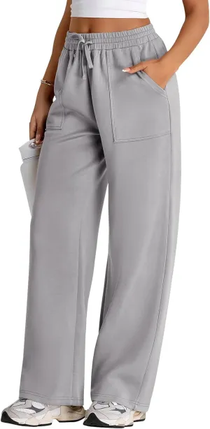 PRETTYGARDEN Womens Wide Leg Sweatpants High Waisted Baggy Lounge Sweat Pants Drawstring Athletic Flared Joggers with Pockets