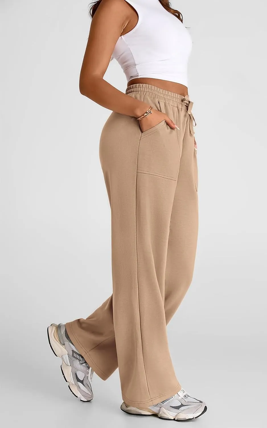 PRETTYGARDEN Womens Wide Leg Sweatpants High Waisted Baggy Lounge Sweat Pants Drawstring Athletic Flared Joggers with Pockets