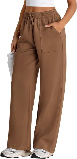 PRETTYGARDEN Womens Wide Leg Sweatpants High Waisted Baggy Lounge Sweat Pants Drawstring Athletic Flared Joggers with Pockets