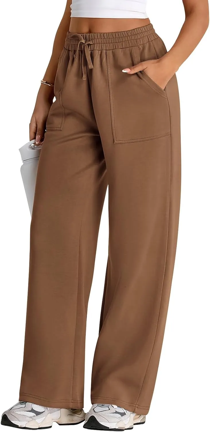 PRETTYGARDEN Womens Wide Leg Sweatpants High Waisted Baggy Lounge Sweat Pants Drawstring Athletic Flared Joggers with Pockets