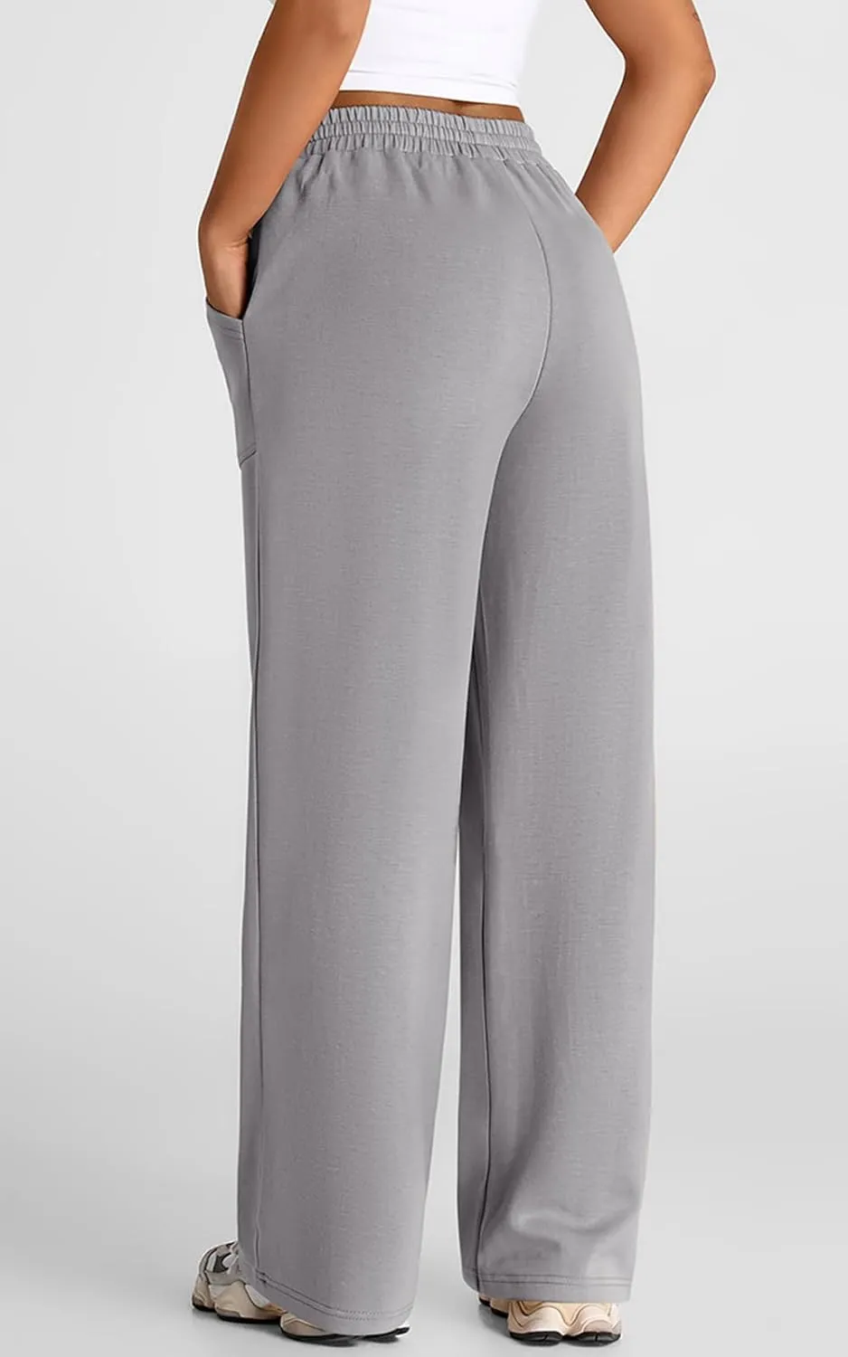 PRETTYGARDEN Womens Wide Leg Sweatpants High Waisted Baggy Lounge Sweat Pants Drawstring Athletic Flared Joggers with Pockets