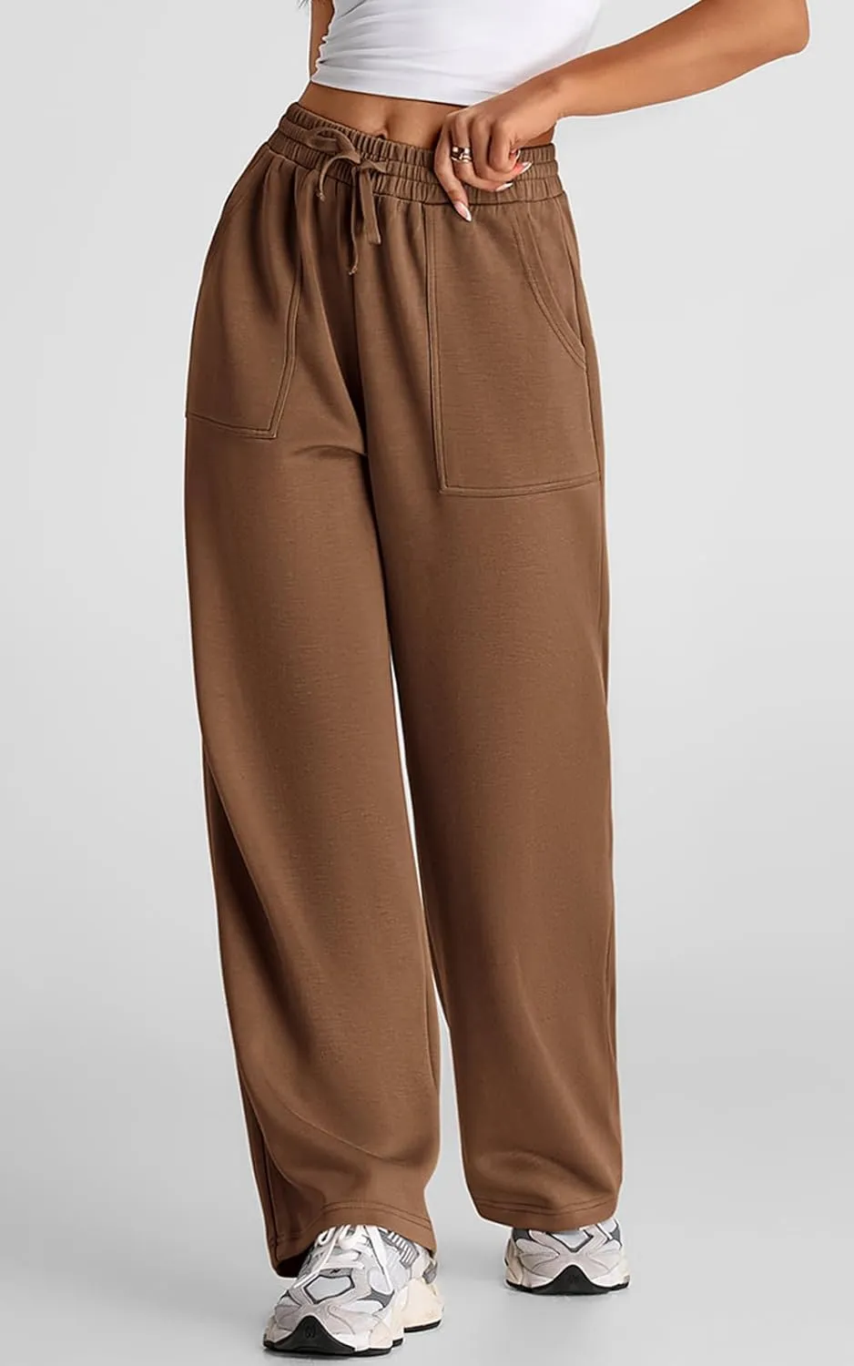 PRETTYGARDEN Womens Wide Leg Sweatpants High Waisted Baggy Lounge Sweat Pants Drawstring Athletic Flared Joggers with Pockets