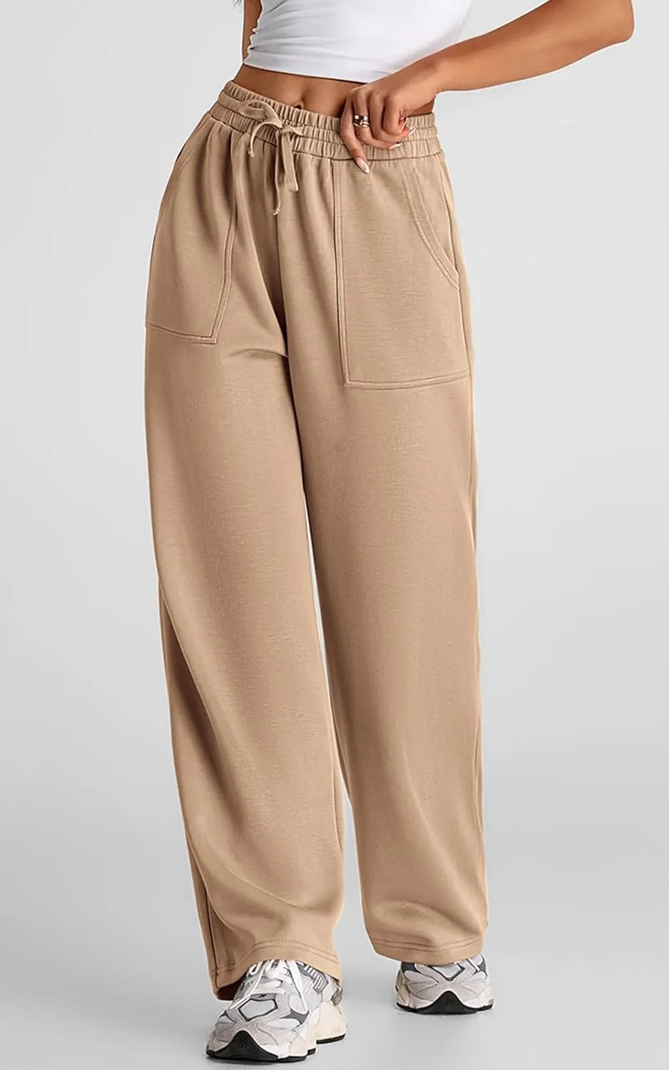 PRETTYGARDEN Womens Wide Leg Sweatpants High Waisted Baggy Lounge Sweat Pants Drawstring Athletic Flared Joggers with Pockets