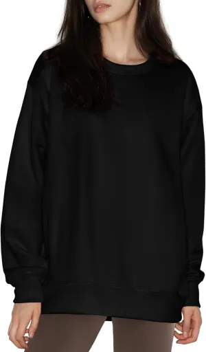 PUMIEY Women's Oversized Sweatshirts Fleece Crew Neck Hoodies with Pockets Long Sleeve Pullover Tops Three-No Collection