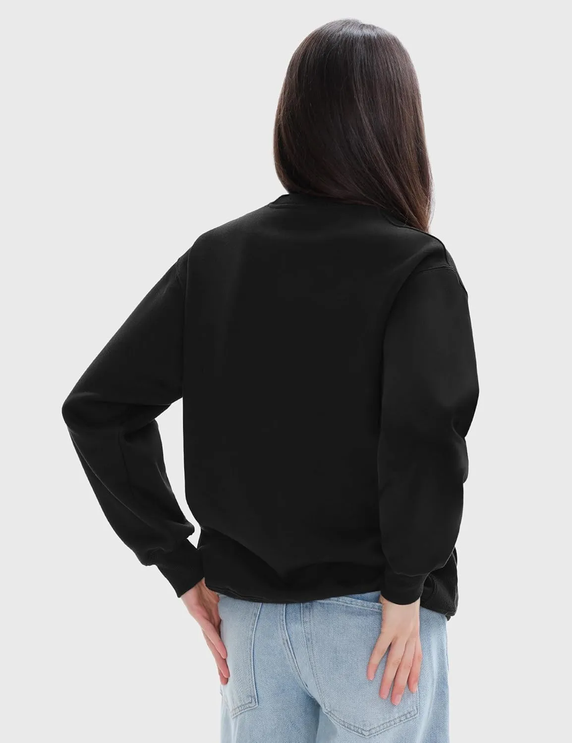 PUMIEY Women's Oversized Sweatshirts Fleece Crew Neck Hoodies with Pockets Long Sleeve Pullover Tops Three-No Collection