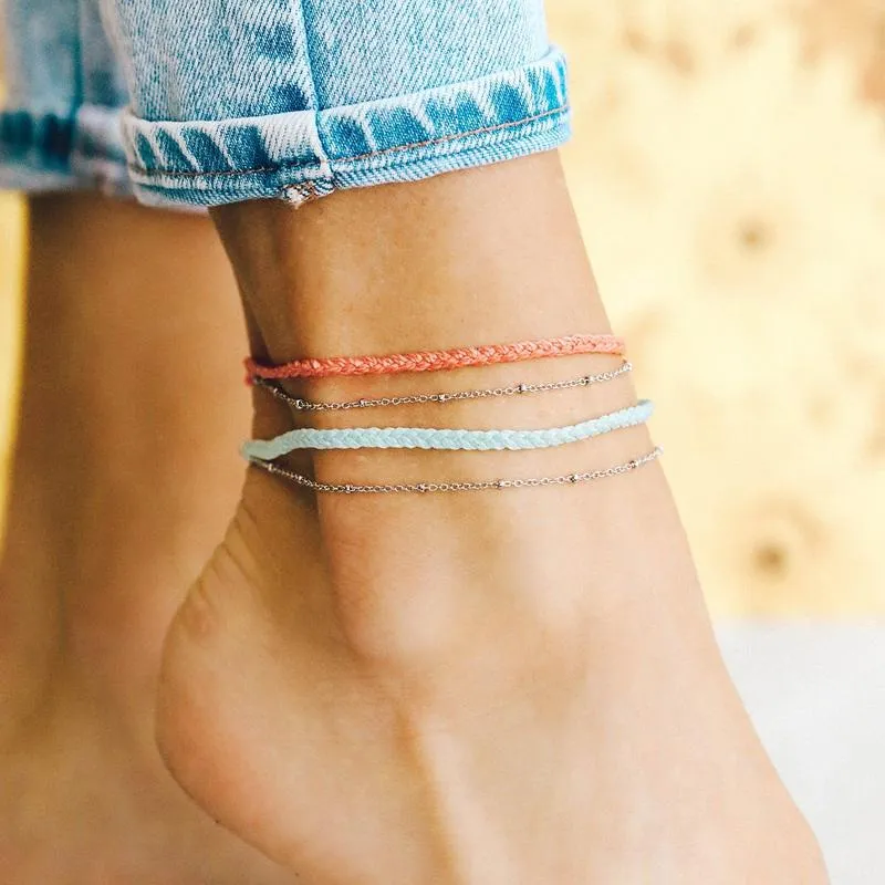 Pura Vida Satellite Chain Anklet~ Salmon