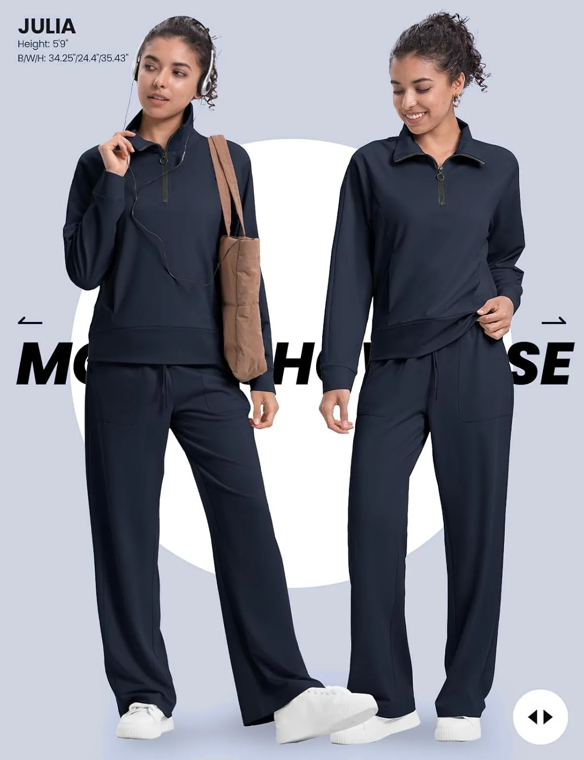 Rdruko Lounge Sets For Women 2 Piece Outfits Sweatsuit Half Zip Sweatshirts and Wide Leg SweatPants Tracksuit Suit