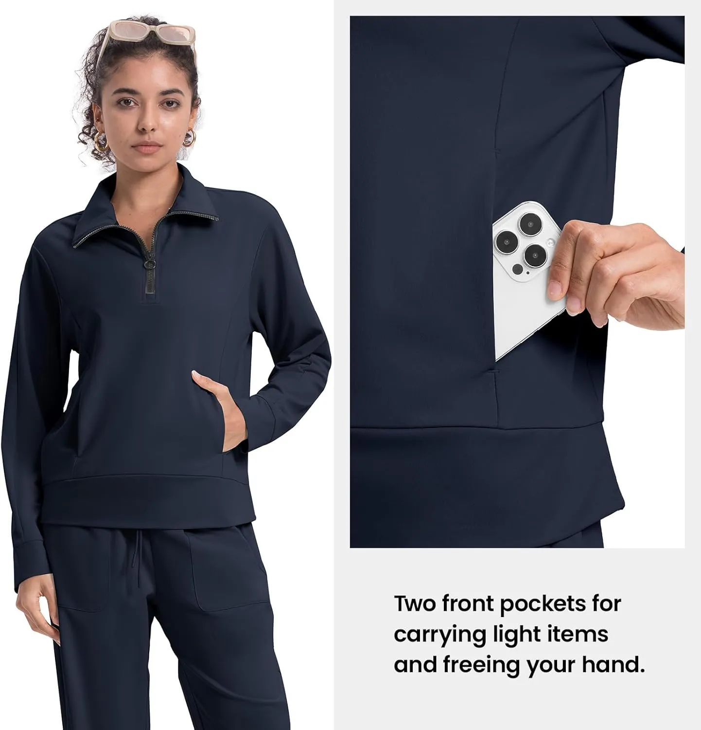 Rdruko Lounge Sets For Women 2 Piece Outfits Sweatsuit Half Zip Sweatshirts and Wide Leg SweatPants Tracksuit Suit