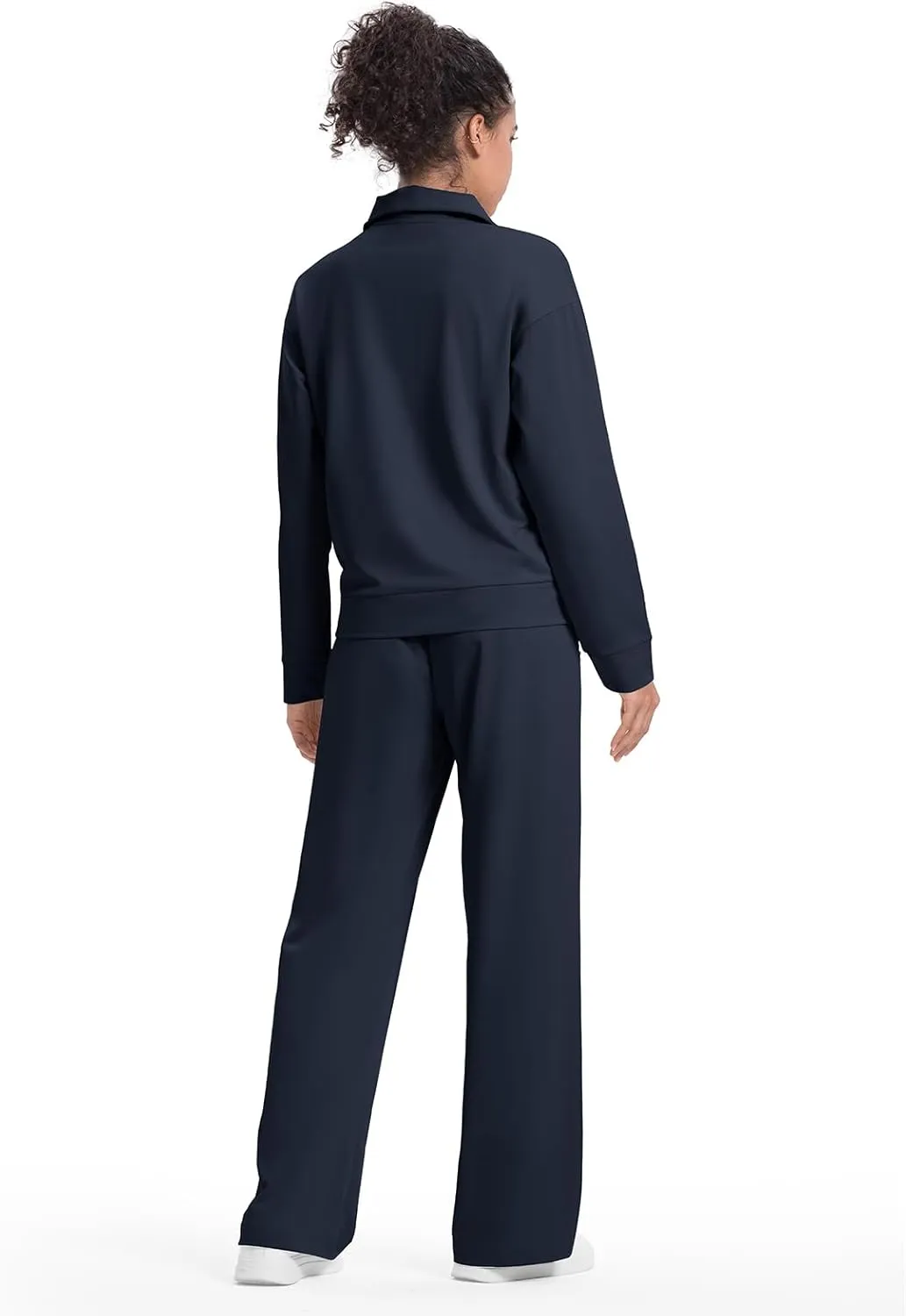 Rdruko Lounge Sets For Women 2 Piece Outfits Sweatsuit Half Zip Sweatshirts and Wide Leg SweatPants Tracksuit Suit