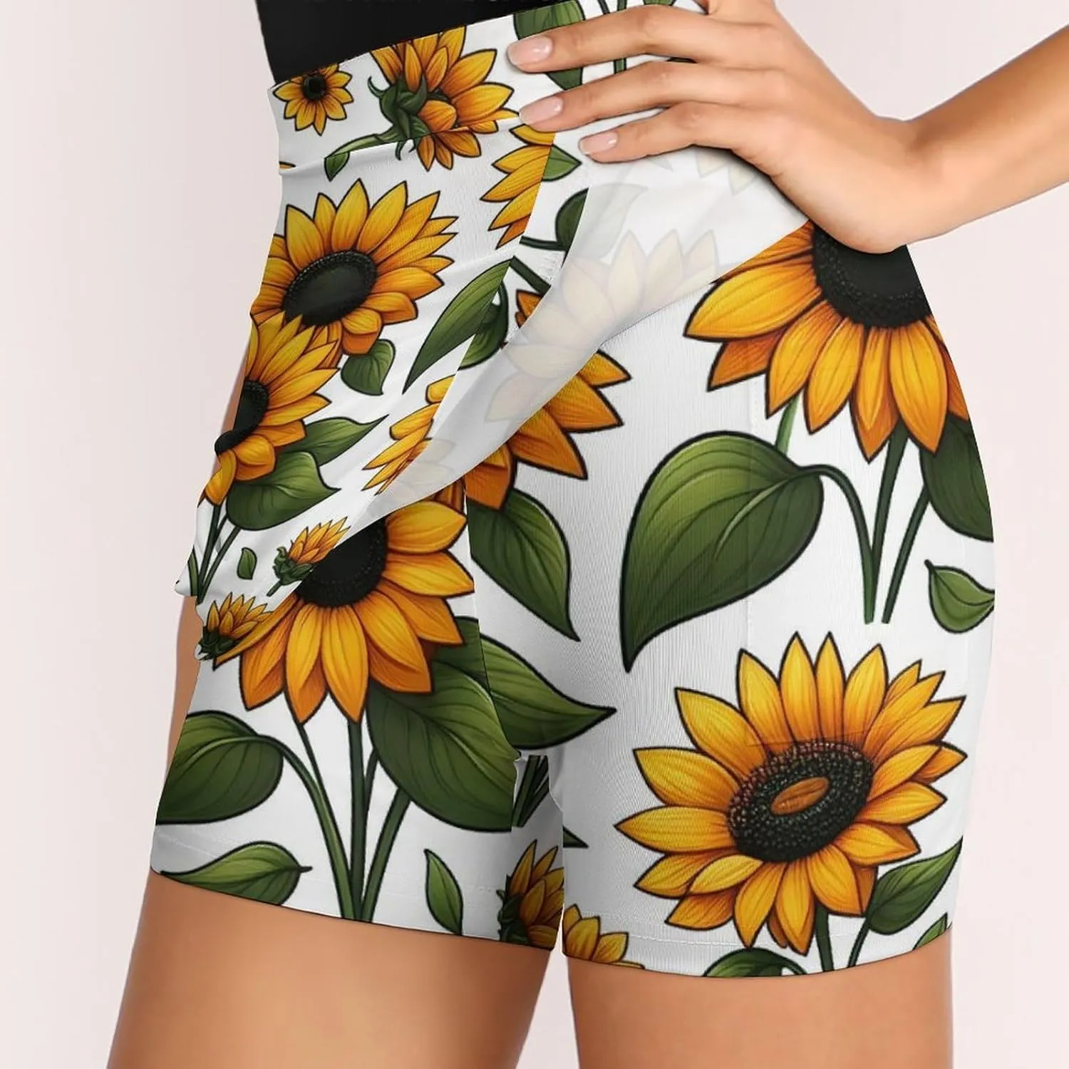 Red Christmas Pattern Women's Athletic Skirts Light Proof A-line Trouser Skirt with Shorts Pockets