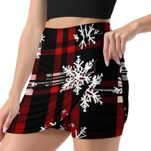 Red Christmas Pattern Women's Athletic Skirts Light Proof A-line Trouser Skirt with Shorts Pockets