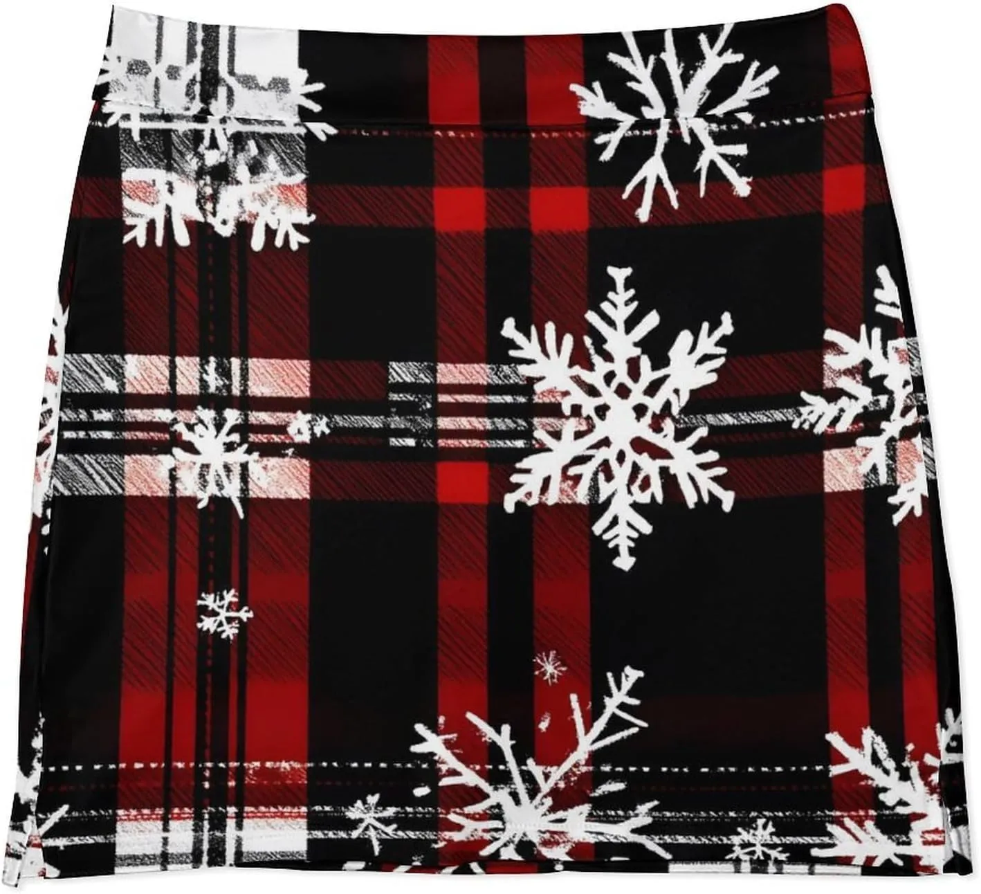 Red Christmas Pattern Women's Athletic Skirts Light Proof A-line Trouser Skirt with Shorts Pockets