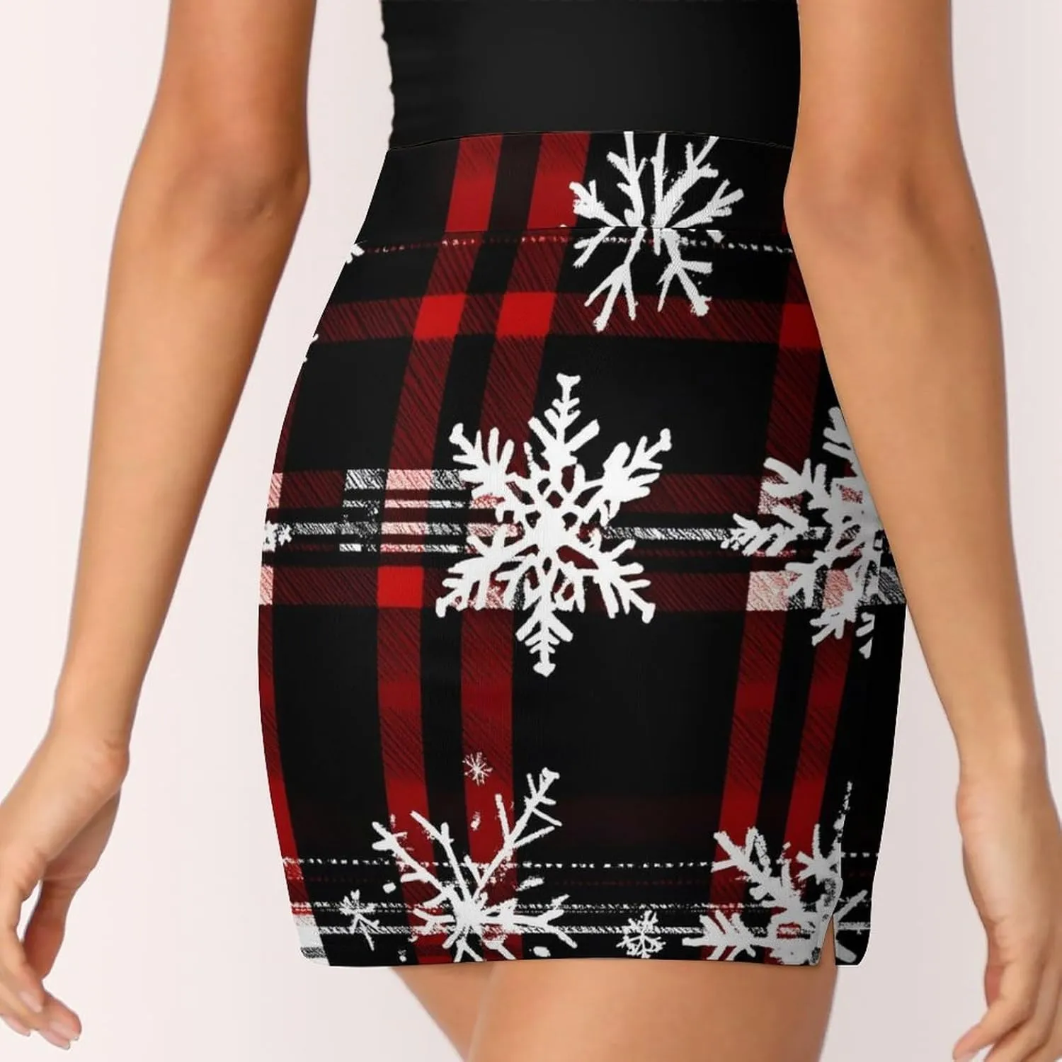 Red Christmas Pattern Women's Athletic Skirts Light Proof A-line Trouser Skirt with Shorts Pockets