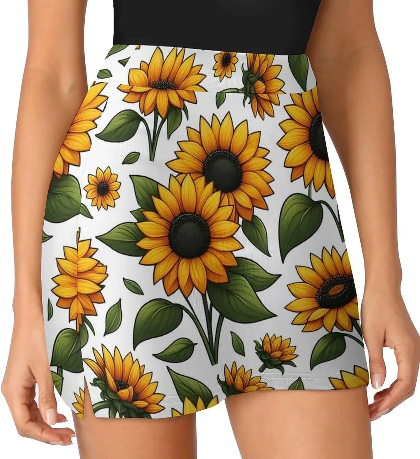Red Christmas Pattern Women's Athletic Skirts Light Proof A-line Trouser Skirt with Shorts Pockets